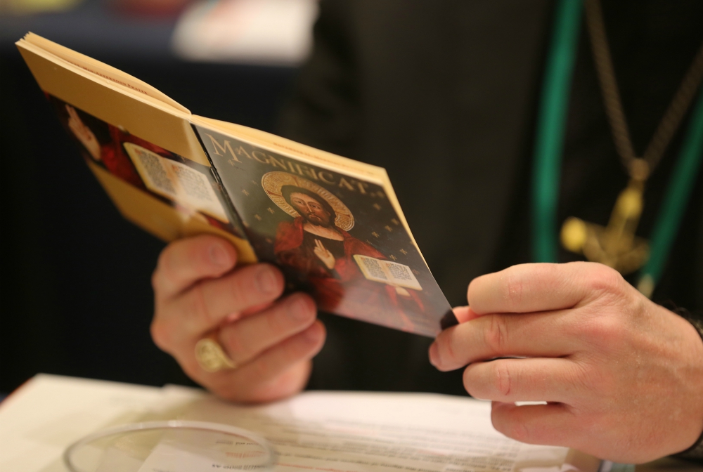 A bishop attends morning prayer at the fall general assembly of the U.S. Conference of Catholic Bishops Nov. 12 in Baltimore. (CNS/Bob Roller) A bishop attends morning prayer at the fall general assembly of the U.S. Conference of Catholic Bishops Nov. 12 in Baltimore. (CNS/Bob Roller)